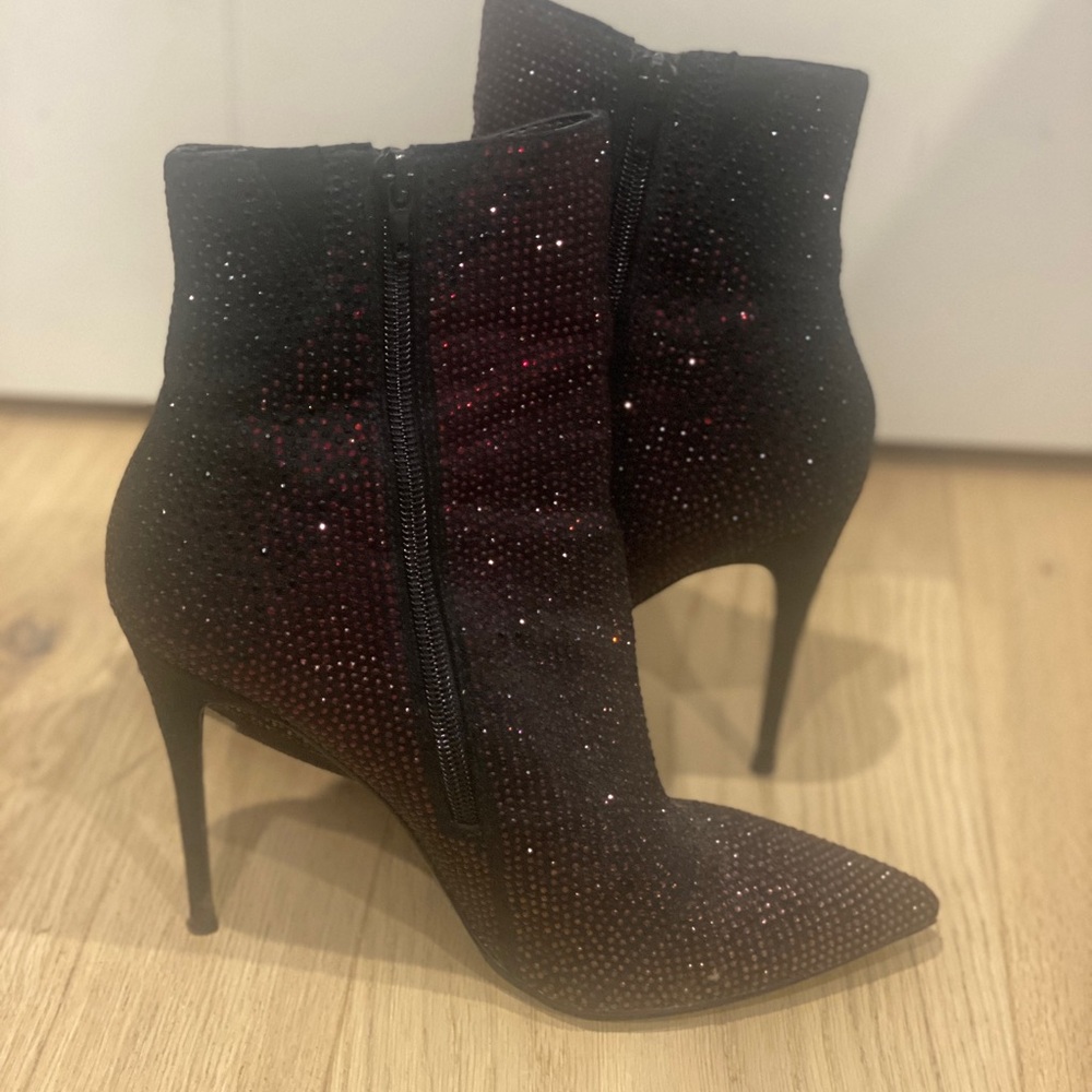 Aldo Red/Purple Heeled Boots with Sparkling Design